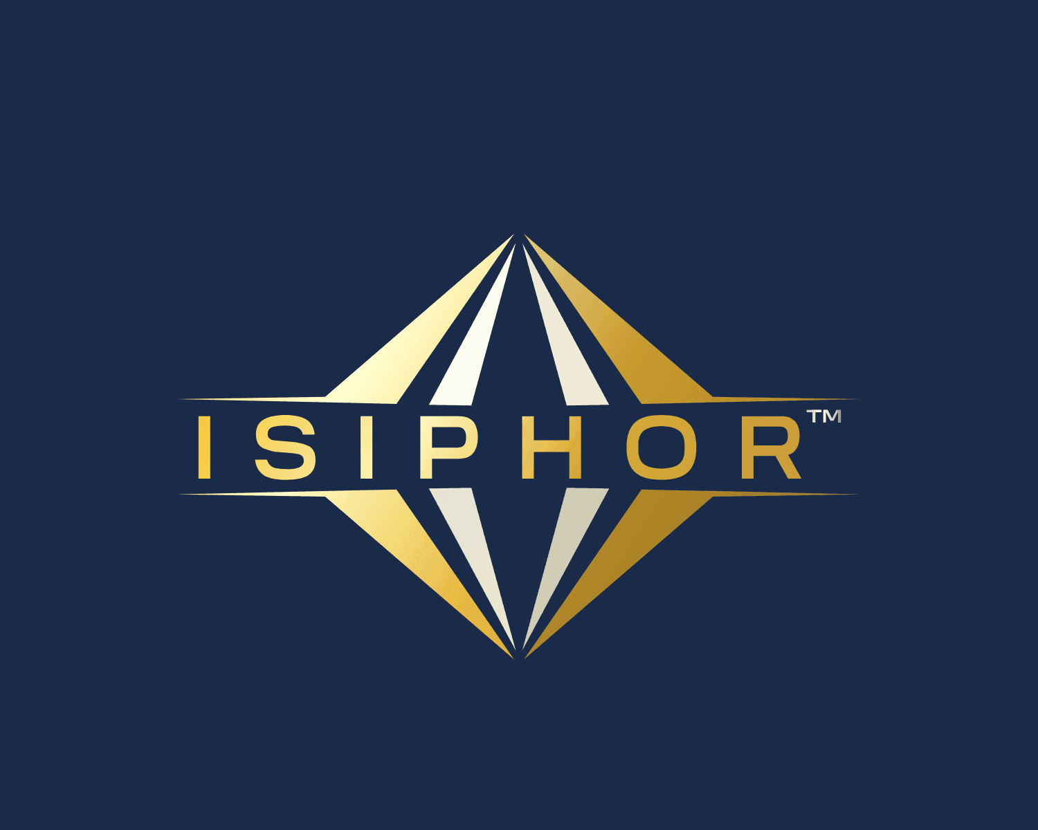 isiphor product family logo, gold on navy.
